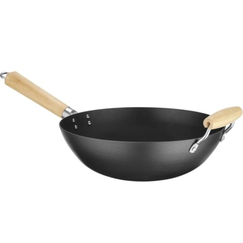 Wok ze stali węglowej z drewnianymi uchwytami śr. 324 mm Wok ze stali węglowej z drewnianymi uchwytami śr. 324 mm