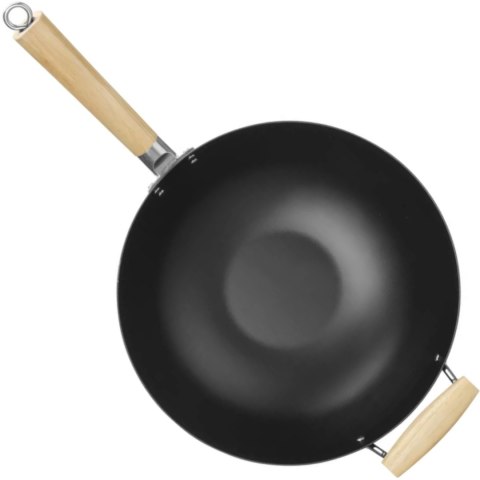 Wok ze stali węglowej z drewnianymi uchwytami śr. 324 mm Wok ze stali węglowej z drewnianymi uchwytami śr. 324 mm
