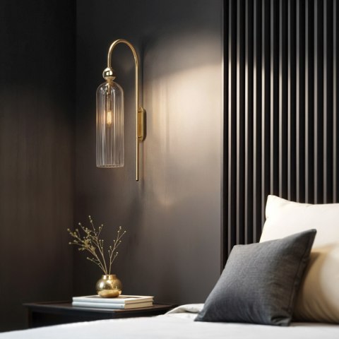 Lampa Dekoracyjna Ścienna Kinkiet Szklana AM204 1xE14 Złota Regina Lampa Dekoracyjna Ścienna Kinkiet Szklana AM204 1xE14 Złota Regina