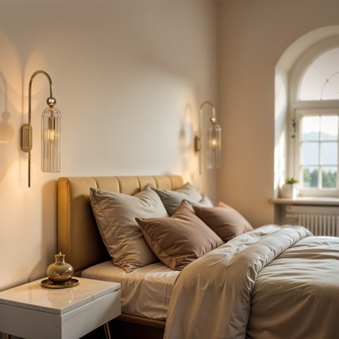 Lampa Dekoracyjna Ścienna Kinkiet Szklana AM204 1xE14 Złota Regina Lampa Dekoracyjna Ścienna Kinkiet Szklana AM204 1xE14 Złota Regina