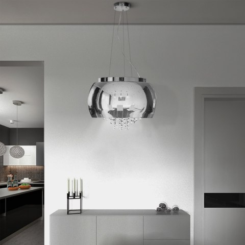 Lampa Szklana Srebrny z Prześwitami drobne korale 50cm Lampa Szklana Srebrny z Prześwitami drobne korale 50cm