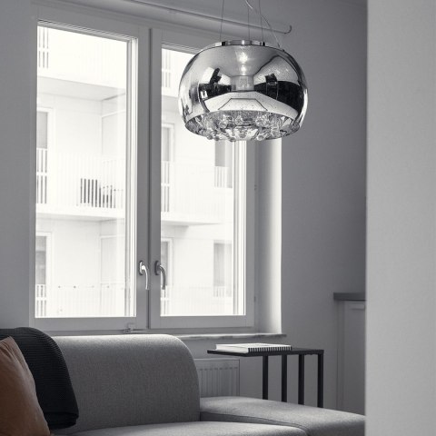 Lampa Szklana Srebrny z Prześwitami krople wody 40cm Lampa Szklana Srebrny z Prześwitami krople wody 40cm