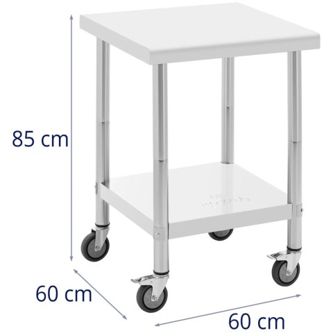 Stół blat roboczy na kółkach 2 poziomy 60 x 60 cm STAL do 120 kg Stół blat roboczy na kółkach 2 poziomy 60 x 60 cm STAL do 120 kg