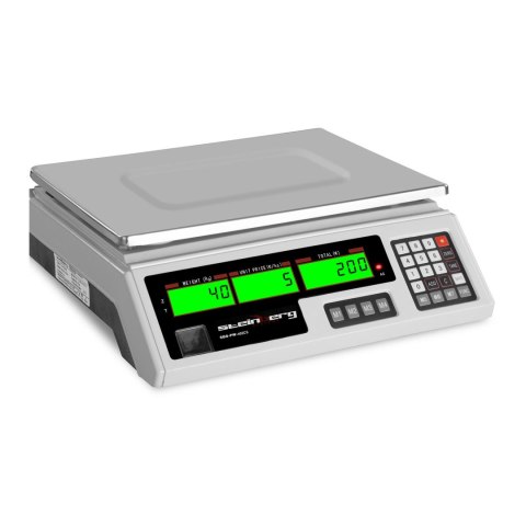 Waga sklepowa kontrolna 339x233mm zasilacz + akumulator 40kg / 2g - biała Waga sklepowa kontrolna 339x233mm zasilacz + akumulator 40kg / 2g - biała