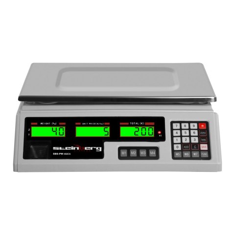 Waga sklepowa kontrolna 339x233mm zasilacz + akumulator 40kg / 2g - biała Waga sklepowa kontrolna 339x233mm zasilacz + akumulator 40kg / 2g - biała