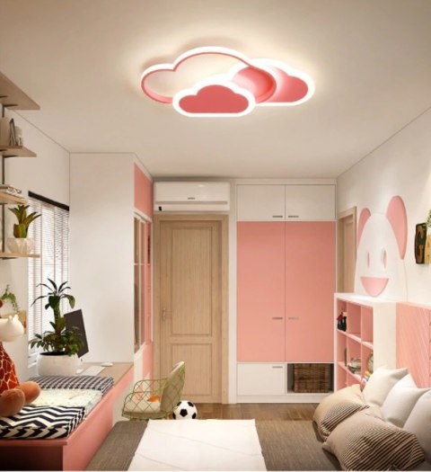 LAMPA DZIECIĘCA LED SUFIT RÓŻOWE CHMURKI 58W + PILOT DL-I03 LAMPA DZIECIĘCA LED SUFIT RÓŻOWE CHMURKI 58W + PILOT DL-I03