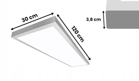 Panel 120x30 natynkowy biały 40W 130 lm/W PL-E03 4000K barwa neutralna Panel 120x30 natynkowy biały 40W 130 lm/W PL-E03 4000K barwa neutralna