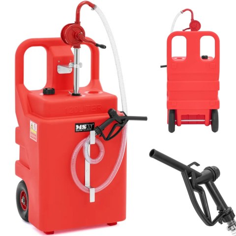Przenośny zbiornik paliwa z ręczną pompą na kółkach 20 l/min 120 l Przenośny zbiornik paliwa z ręczną pompą na kółkach 20 l/min 120 l