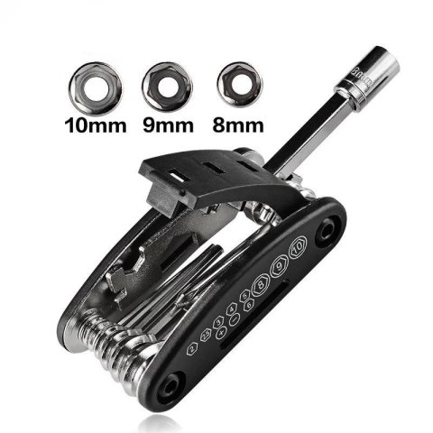 16w1 Narzędzie wielofunkcyjne MultiTool do naprawy rowerów - czarne 16w1 Narzędzie wielofunkcyjne MultiTool do naprawy rowerów - czarne