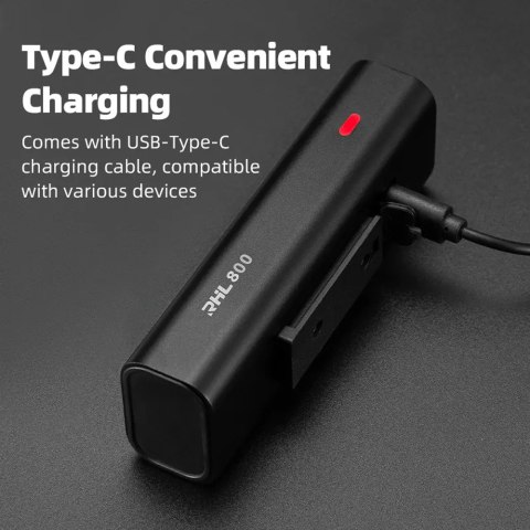 Lampka rowerowa przednia 800lm + kabel USB-C 4 tryby pracy Lampka rowerowa przednia 800lm + kabel USB-C 4 tryby pracy