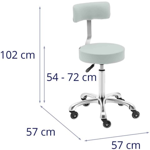Krzesło taboret hoker kosmetyczny z oparciem na kółkach do 150 kg WELLS pistacjowy Krzesło taboret hoker kosmetyczny z oparciem na kółkach do 150 kg WELLS pistacjowy