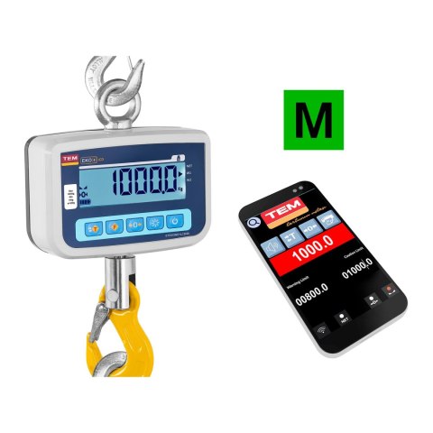 Waga hakowa wisząca magazynowa z legalizacją bluetooth CEKO+ TEM 1000kg / 500g Waga hakowa wisząca magazynowa z legalizacją bluetooth CEKO+ TEM 1000kg / 500g