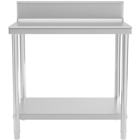 Stół blat roboczy stalowy nierdzewny przyścienny z rantem i półką 90x60cm Stół blat roboczy stalowy nierdzewny przyścienny z rantem i półką 90x60cm