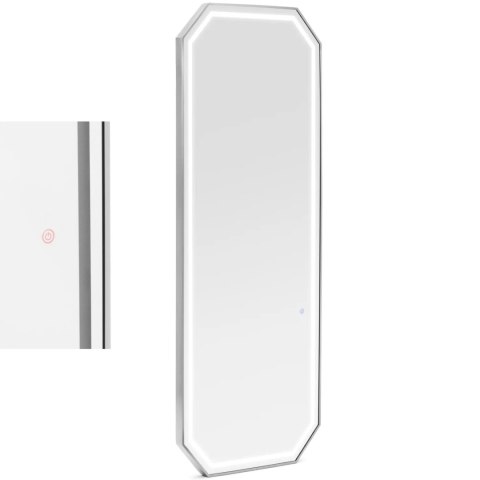 Konsola konsoleta fryzjerska lustro z oświetleniem LED ośmiokątne 180 x 70 cm - srebrne Konsola konsoleta fryzjerska lustro z oświetleniem LED ośmiokątne 180 x 70 cm - srebrne