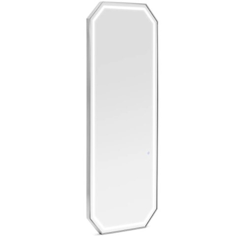 Konsola konsoleta fryzjerska lustro z oświetleniem LED ośmiokątne 180 x 70 cm - srebrne Konsola konsoleta fryzjerska lustro z oświetleniem LED ośmiokątne 180 x 70 cm - srebrne