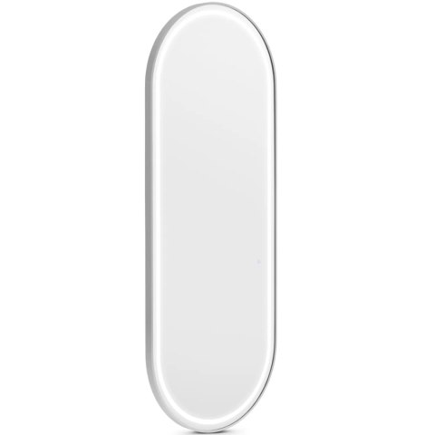 Konsola konsoleta fryzjerska lustro z oświetleniem LED owalne 180 x 70 cm - srebrne Konsola konsoleta fryzjerska lustro z oświetleniem LED owalne 180 x 70 cm - srebrne