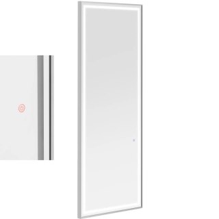 Konsola konsoleta fryzjerska lustro z oświetleniem LED prostokątne 180 x 70 cm - srebrne