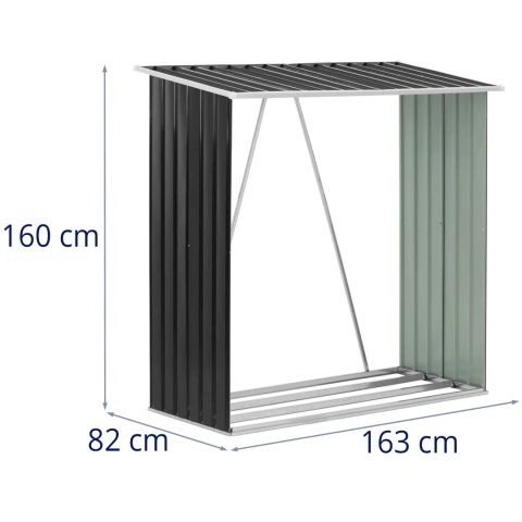 Stojak na drewno opałowe zewnętrzny zadaszony 165 x 82 x 160 cm Stojak na drewno opałowe zewnętrzny zadaszony 165 x 82 x 160 cm
