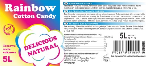 Kolorowa tęczowa wata cukrowa Rainbow Cotton Candy 5L Kolorowa tęczowa wata cukrowa Rainbow Cotton Candy 5L
