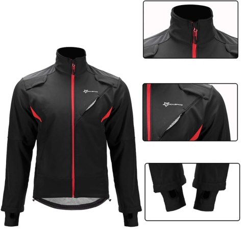 Kurtka sportowa wiatroszczelna rowerowa kolarska do -10C rozmiar L - czarna Kurtka sportowa wiatroszczelna rowerowa kolarska do -10C rozmiar L - czarna