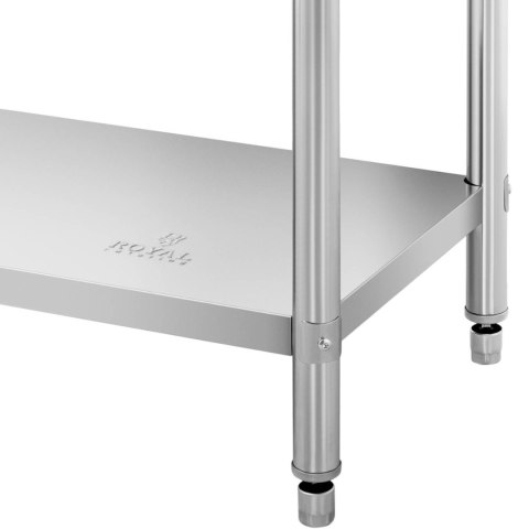 Stół blat roboczy stalowy nierdzewny przyścienny z rantem 2 półki 200x70cm Stół blat roboczy stalowy nierdzewny przyścienny z rantem 2 półki 200x70cm