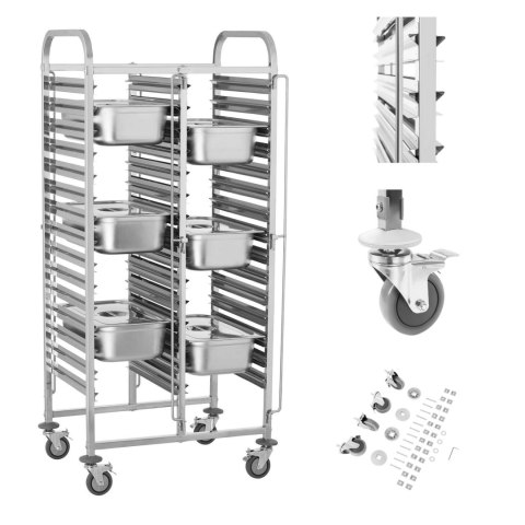 Wózek kelnerski cateringowy ze stali nierdzewnej do gastronomii 30 x GN 1/1 RCTW-30GN.1 Wózek kelnerski cateringowy ze stali nierdzewnej do gastronomii 30 x GN 1/1 RCTW-30GN.1
