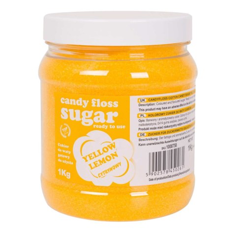 Kolorowy cukier do waty cukrowej żółty o smaku cytrynowym 1kg Kolorowy cukier do waty cukrowej żółty o smaku cytrynowym 1kg