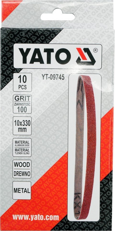 TAŚMA ŚCIERNA BEZKOŃCOWA 10SZT P100 10*330MM YATO TAŚMA ŚCIERNA BEZKOŃCOWA 10SZT P100 10*330MM YATO