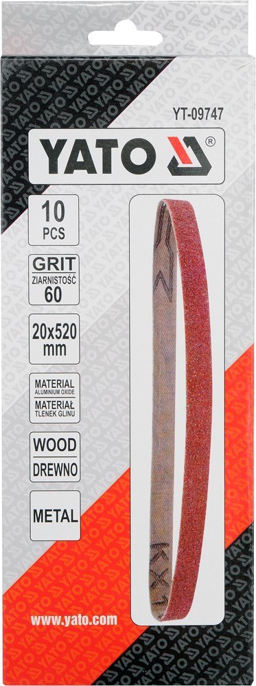 TAŚMA ŚCIERNA BEZKOŃCOWA 10SZT P60 20*520MM YATO TAŚMA ŚCIERNA BEZKOŃCOWA 10SZT P60 20*520MM YATO