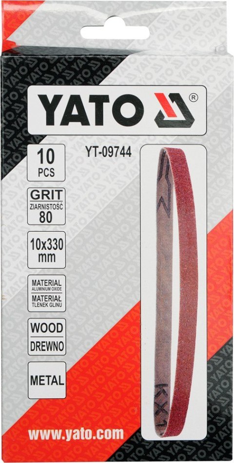 TAŚMA ŚCIERNA BEZKOŃCOWA 10SZT P80 10*330MM YATO TAŚMA ŚCIERNA BEZKOŃCOWA 10SZT P80 10*330MM YATO