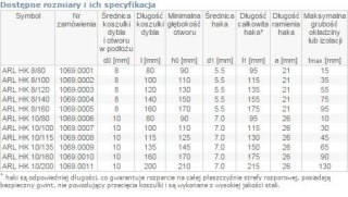 DYBEL RAMOWY Z HAKIEM KĄTOWYM ARL 10/100MM ARVEX