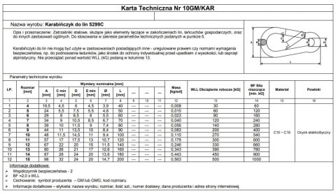KARABIŃCZYK DO LIN DIN 5299C 14*180MM UN KARABIŃCZYK DO LIN DIN 5299C 14*180MM UN