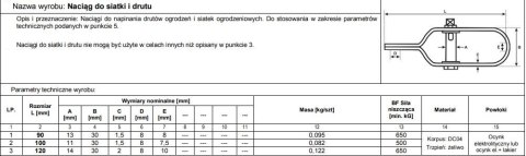 NAPINACZ SIATKI 120MM ZIELONY UN NAPINACZ SIATKI 120MM ZIELONY UN