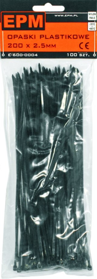 OPASKI PLASTIKOWE PA6.6 100SZT. CZARNE 300*3.6 EPM