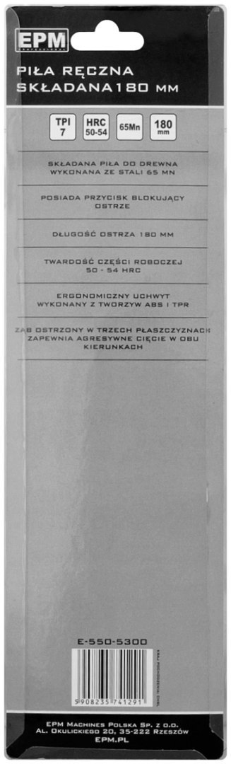 PIŁA SKŁADANA DO DREWNA 180 7 ZĘ/CA EPM PIŁA SKŁADANA DO DREWNA 180 7 ZĘ/CA EPM