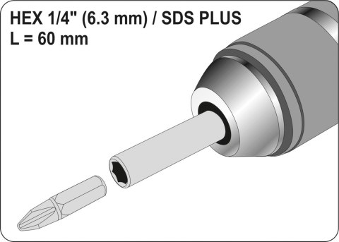 ADAPTER SDS PLUS DO BITÓW 1/4 YATO ADAPTER SDS PLUS DO BITÓW 1/4 YATO