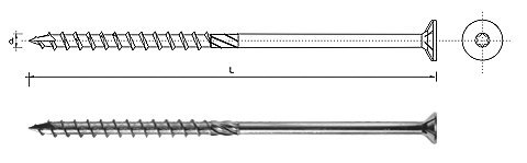 WKRĘT DO DREWNA Z ŁBEM STOŻKOWYM NA TORX 6*240MM T30 UN WKRĘT DO DREWNA Z ŁBEM STOŻKOWYM NA TORX 6*240MM T30 UN
