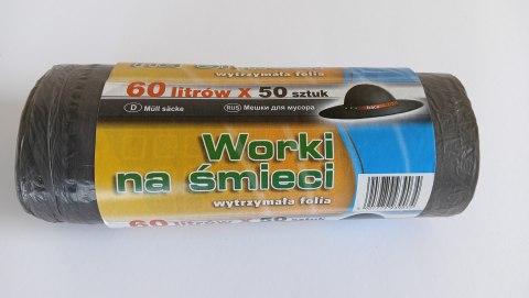 WORKI NA ŚMIECI 60L 60*80HD CZARNE 50 SZTUK UN WORKI NA ŚMIECI 60L 60*80HD CZARNE 50 SZTUK UN