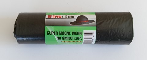 WORKI NA ŚMIECI 60L 60*80LD CZARNE 10 SZTUK UN WORKI NA ŚMIECI 60L 60*80LD CZARNE 10 SZTUK UN