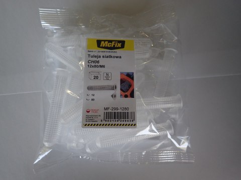 TULEJA SIATKOWA PLASTIKOWA DO ŻYWIC 12*80MM 20SZT MC FIX TULEJA SIATKOWA PLASTIKOWA DO ŻYWIC 12*80MM 20SZT MC FIX