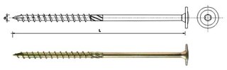 WKRĘT DO DREWNA Z KOŁNIERZEM NA TORX OCYNK ŻÓŁTY 8*320MM T40 UN