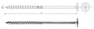 WKRĘT DO DREWNA Z KOŁNIERZEM NA TORX OCYNKOWANY 10*360MM T40 UN