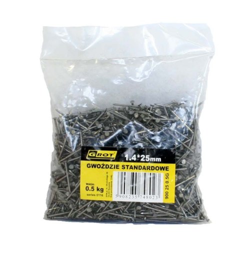 GWOŹDZIE STANDARDOWE 1.4*25MM OP-0.50KG GROT GWOŹDZIE STANDARDOWE 1.4*25MM OP-0.50KG GROT