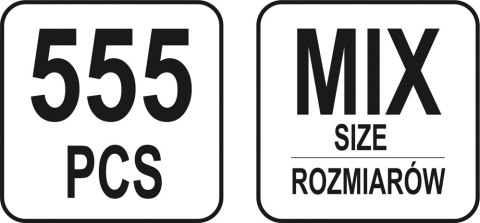ZESTAW ZAWLECZEK PROSTYCH 555SZT MIX YATO ZESTAW ZAWLECZEK PROSTYCH 555SZT MIX YATO