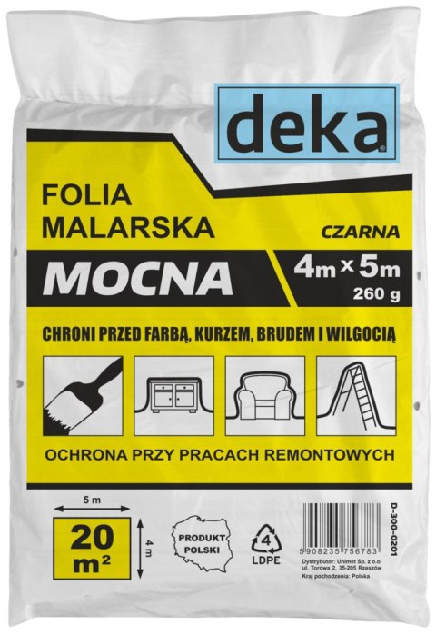 FOLIA MALARSKA MOCNA CZARNA 4*5M 300G DEKA FOLIA MALARSKA MOCNA CZARNA 4*5M 300G DEKA