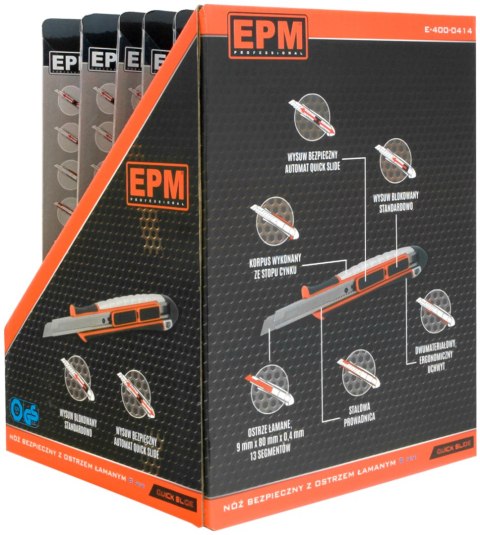 NÓŻ, NOŻYK Z OSTRZEM ŁAMANYM ALUMINIOWY BEZPIECZNY 9MM EPM NÓŻ, NOŻYK Z OSTRZEM ŁAMANYM ALUMINIOWY BEZPIECZNY 9MM EPM