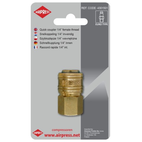 SZYBKOZŁĄCZE Z GWINTEM WEWNĘTRZNYM 1/4'' AIRPRESS SZYBKOZŁĄCZE Z GWINTEM WEWNĘTRZNYM 1/4'' AIRPRESS