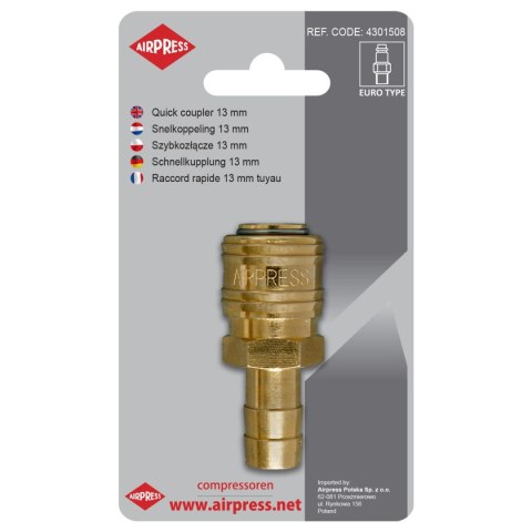 SZYBKOZŁĄCZE Z WYJŚCIEM NA WĄŻ 13 MM AIRPRESS SZYBKOZŁĄCZE Z WYJŚCIEM NA WĄŻ 13 MM AIRPRESS