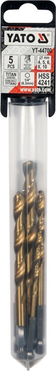 WIERTŁA DO MET 5SZT 4-10MM HEX TYTANOWA POWŁOKA YATO WIERTŁA DO MET 5SZT 4-10MM HEX TYTANOWA POWŁOKA YATO