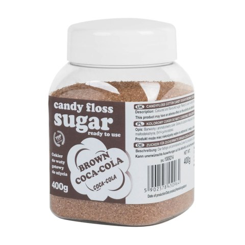Kolorowy cukier do waty cukrowej brązowy o smaku coca-coli 400g Kolorowy cukier do waty cukrowej brązowy o smaku coca-coli 400g